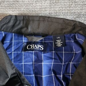 Chaps Ralph Lauren Jacket Men Large Black Full Zip Harrington Lined Multi Pocket